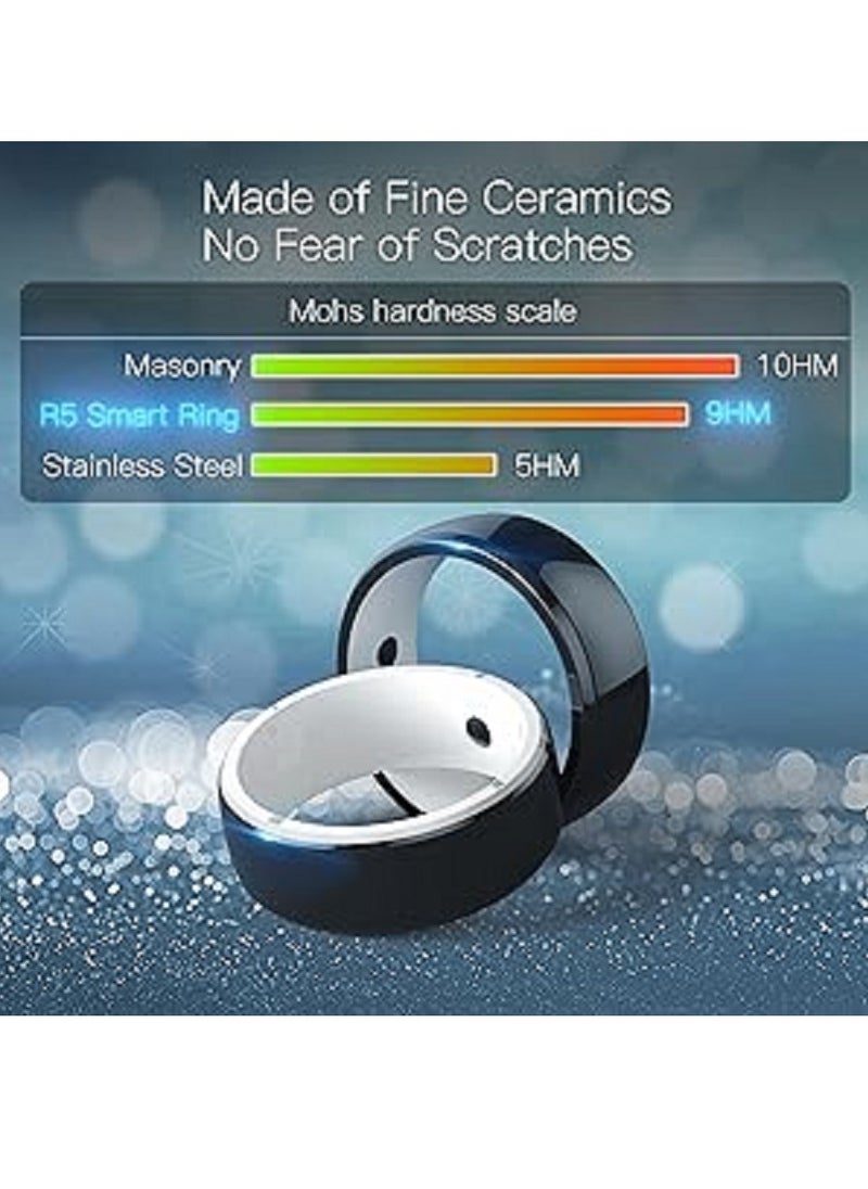 Generic - Smart Ring R5 Newest Intelligent Wearable Device Build-in 6 RFID Cards 128GB Wireless Disk Sharing 2 Health Stones NFC Functions for iPhone Android Size: L (Perimeter longer than 63mm, Diameter 20mm) - Image 1