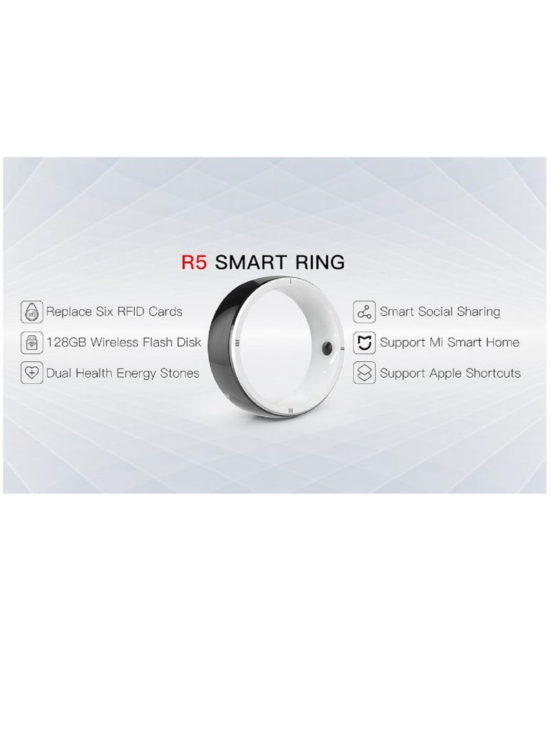 Generic - Smart Ring R5 Newest Intelligent Wearable Device Build-in 6 RFID Cards 128GB Wireless Disk Sharing 2 Health Stones NFC Functions for iPhone Android Size: L (Perimeter longer than 63mm, Diameter 20mm) - Image 1