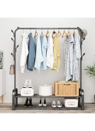Single Row Of Simple Drying Hanger With Hooks, Two Layer Base, Can Hang Bags, Simple Installation And Space Saving, Black - pzsku/Z503D91B6638D204ED1CEZ/45/_/1732175190/7794391e-a58b-462b-a6bb-d0d987fd1707