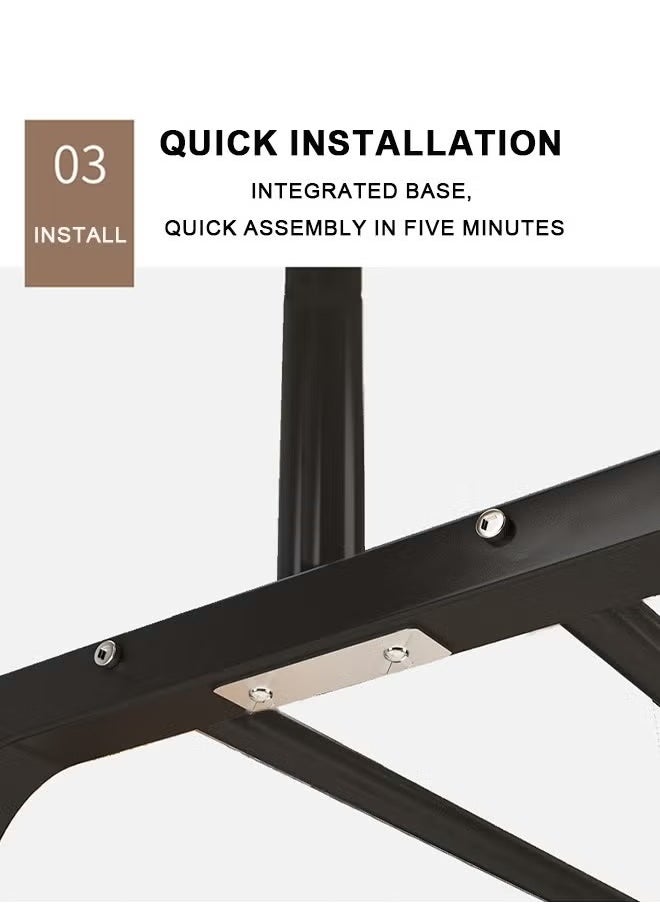 Single Row Of Simple Drying Hanger With Hooks, Two Layer Base, Can Hang Bags, Simple Installation And Space Saving, Black