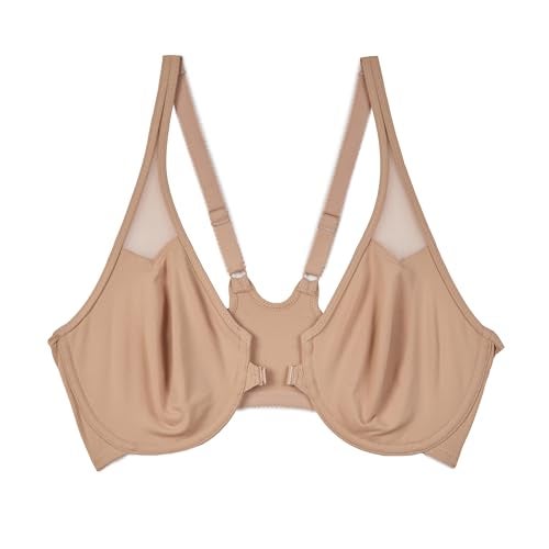 Wacoal womens Body By Wacoal Unlined Front Close Underwire Racerback Bra, Toast, 36B - Image 3
