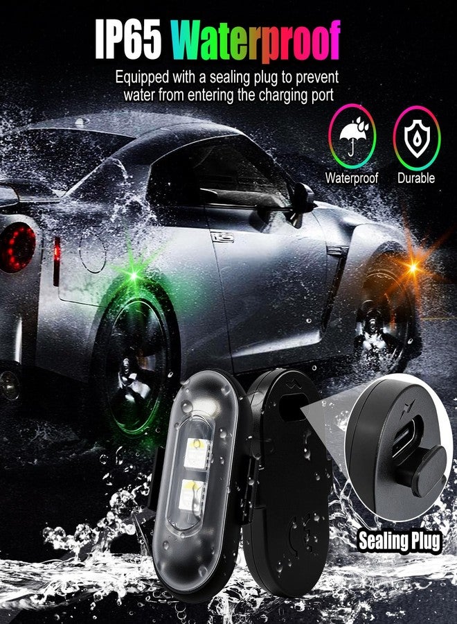 أضواء LED لاسلكية للسيارة، أضواء صخرية لاسلكية بـ 8 ألوان و10 أوضاع، ضوء تحذير LED وامض، للدراجات النارية، والقوارب، والتخييم، والدراجات، والطائرات بدون طيار، تصميم أمريكي (6 قطع سوداء) - Image 4