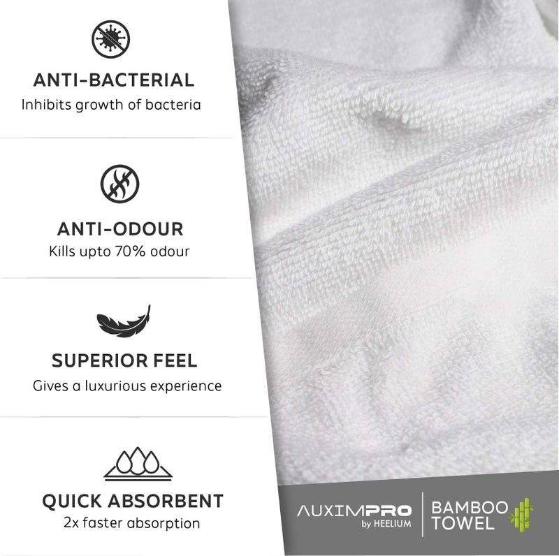AUXIMPRO Bamboo Bath & Swim Towel, Super Absorbent & Soft, Antibacterial, 600 GSM, Full Size 140 cm x 70 cm, White - Image 4