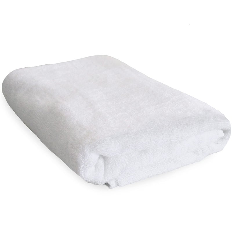 AUXIMPRO Bamboo Bath & Swim Towel, Super Absorbent & Soft, Antibacterial, 600 GSM, Full Size 140 cm x 70 cm, White - Image 1