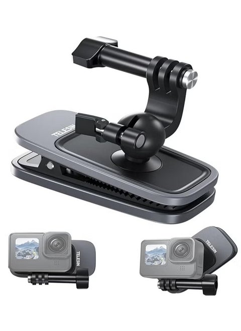 GoPro 12 Backpack Clip Mount 360 Swivel Ball Joint Shoulder Bag Belt Strap Mounts Accessories for GoPro 12 11 10 9 8 7 6 5 Insta 360 X3 Ace Pro DJI Action 3 4 Osmo Pocket 3 Bike Motorcycle Accessory