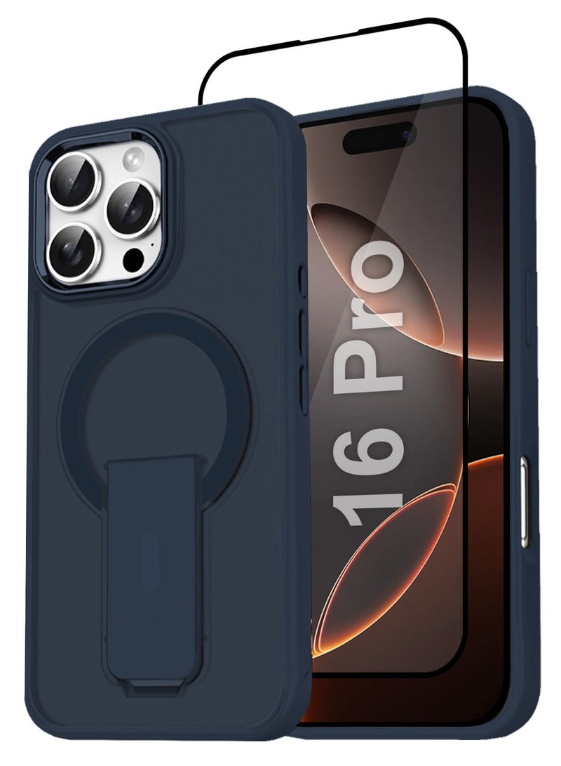 CATANES ( for iPhone 16 Pro ) 2 Pack, Case and Screen Protector Magnetic Kickstand Cover with Screen Camera Protection Support Wireless Charging Cover - Image 1