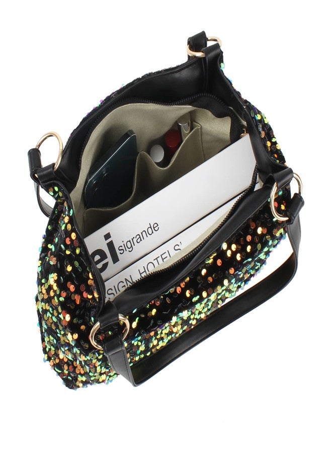 AISI Women Glitter Sequin Shoulder Tote Bag Ladies Large Capacity Shiny Shopping Bag Pouch - Image 3