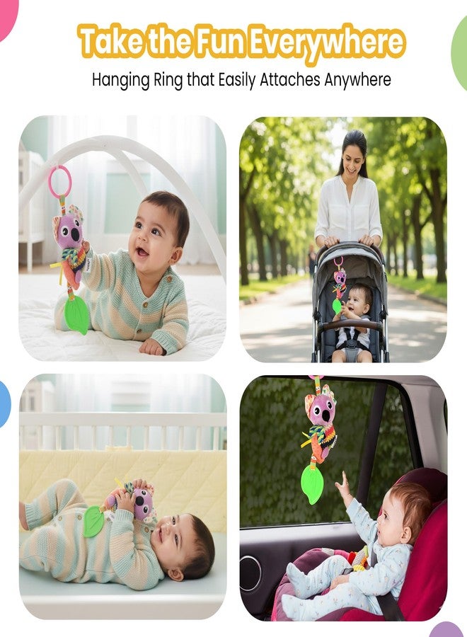 Nuluv Activity Koala Stroller Toy with Teether, Squeaker and Crinkle Ears, Soft Sensory Plush Toy for Playtime Fun, Lightweight and Portable, Non-Toxic Travel-Friendly, for Kids 3+ Months - Image 3