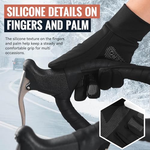 OZERO Mens Winter Gloves for Cold Weather: Touchscreen Warm Thermal Glove - Anti-Slip Lightweight Gloves for Running Cycling Driving(Small) - Image 5