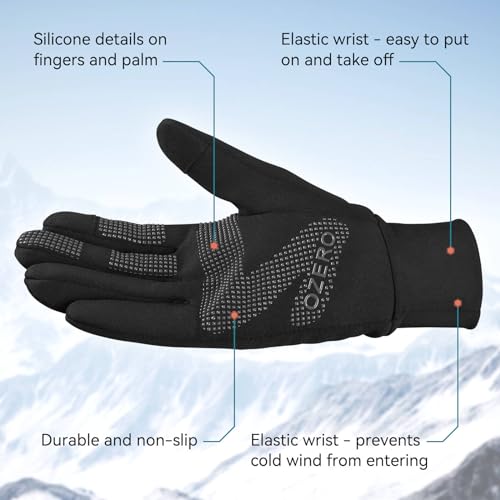 OZERO Mens Winter Gloves for Cold Weather: Touchscreen Warm Thermal Glove - Anti-Slip Lightweight Gloves for Running Cycling Driving(Small) - Image 4