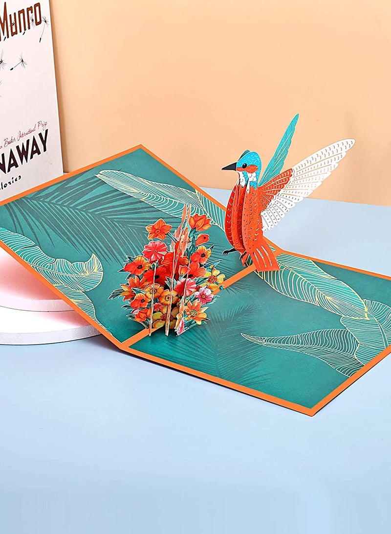 Zikra Pop Up Card Hummingbird Card Valentine's Day Card Birthday, Pop Up Cards for Women Best Friend Card, Thank You Card Anniversary Card Father's Day Card Spring Card, Graduation Card, 5.9√ó7.9inch - Image 2
