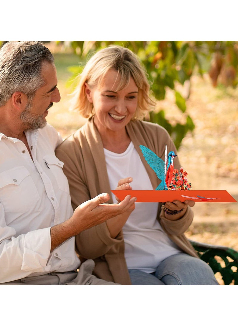 Zikra Pop Up Card Hummingbird Card Valentine's Day Card Birthday, Pop Up Cards for Women Best Friend Card, Thank You Card Anniversary Card Father's Day Card Spring Card, Graduation Card, 5.9√ó7.9inch - Image 3