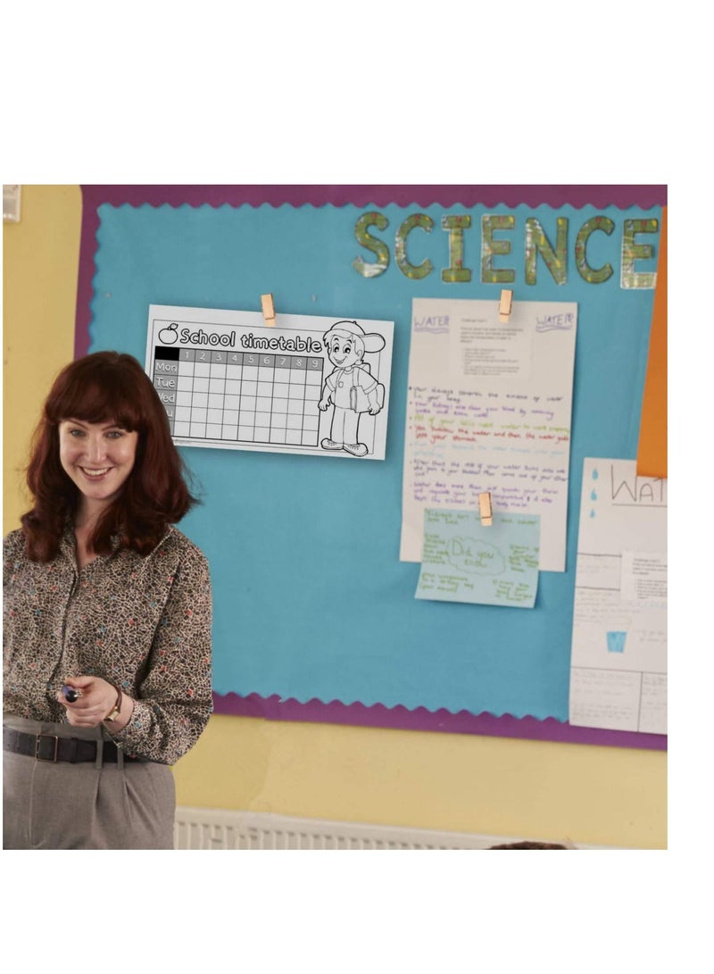 KASTWAVE دبابيس دفع، ELECDON مع مشابك خشبية 50 قطعة دبابيس دفع مشابك ورق مشابك ملابس لمشاريع الفنون لوحات الفلين ملاحظات صور عرض جدار يستخدم في المكاتب المدارس الأماكن العامة - Image 4