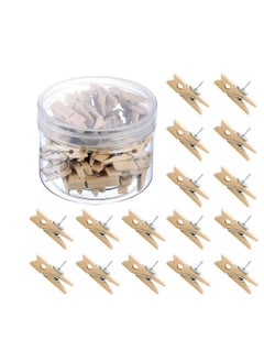 KASTWAVE Push Pins, ELECDON with Wooden Clips 50 Pieces Thumbtacks Pushpins Paper Clips Clothespins for Arts Projects Cork Boards Notes Photos Display Wall Used in Offices Schools Public Place  - Image 1