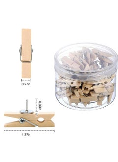KASTWAVE Push Pins, ELECDON with Wooden Clips 50 Pieces Thumbtacks Pushpins Paper Clips Clothespins for Arts Projects Cork Boards Notes Photos Display Wall Used in Offices Schools Public Place  - Image 3