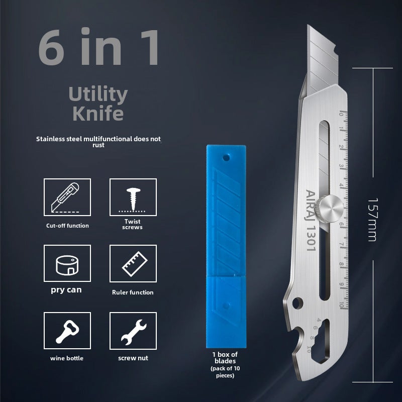 Erez Art Knife Stainless Steel Thickened Waterproof Household Cutting Paper Large Wallpaper Knife Express Knife Box Opening Knife Wholesale(Heavy duty stainless steel art knife 10 blade) - Image 1