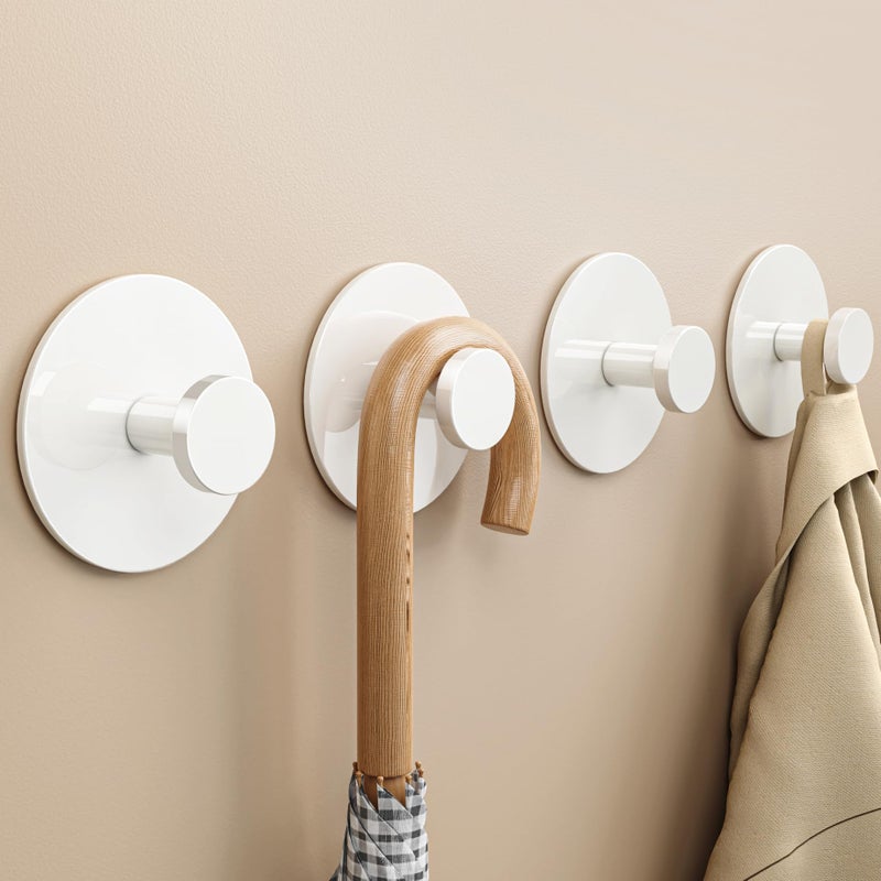 bussdis Adhesive Wall Hook for Coat and Towel Extra Sticky 12 LB Max Stainless Coat Rack Door Holder Hanger White Heavy Duty