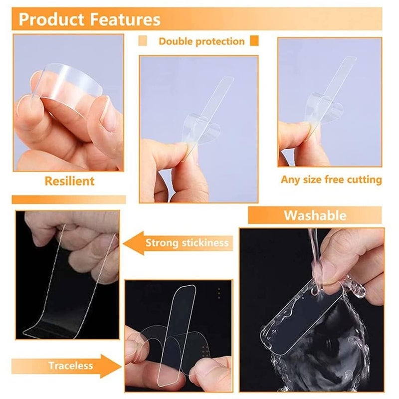 S2S S2S Self Adhesive Reusable Tape Double Sided Heavy Duty Tap | Special Transparent Seamless Sticker | Multifunctional High Adhesive Tape | Washable Waterproof - 50 Pieces  - Image 4