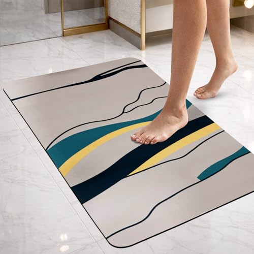 SITTELLA® Rubber 1 Piece Anti-Skid Water Soaking 3D Abstract Print Bathroom Mat, Water Absorbent Mat (40x60cm) (Grey Abstract Print), Rectangular - Image 1