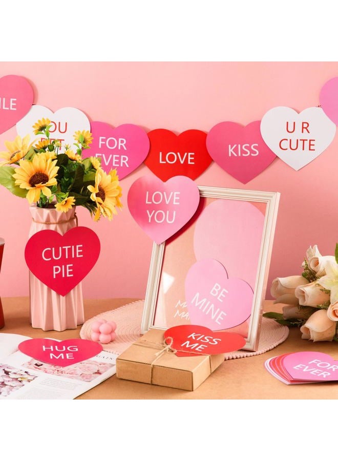 FOBSME 60 Pcs 6 Inch Large Heart Cutouts Paper Conversation Heart Cutouts Double Sided Printed Valentine's Paper Hearts Decors for DIY Crafts Classroom Bulletin Board Decor(Pink Gradient,12 Styles) - Image 4