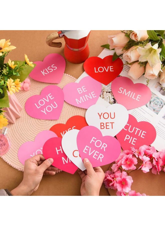 FOBSME 60 Pcs 6 Inch Large Heart Cutouts Paper Conversation Heart Cutouts Double Sided Printed Valentine's Paper Hearts Decors for DIY Crafts Classroom Bulletin Board Decor(Pink Gradient,12 Styles) - Image 3