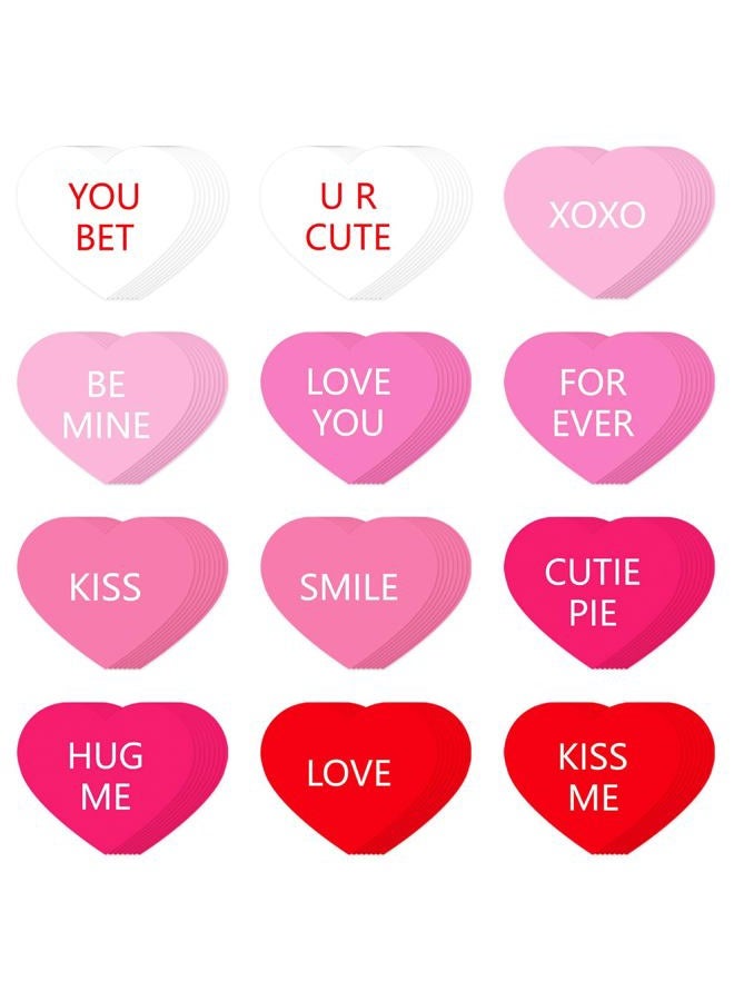 FOBSME 60 Pcs 6 Inch Large Heart Cutouts Paper Conversation Heart Cutouts Double Sided Printed Valentine's Paper Hearts Decors for DIY Crafts Classroom Bulletin Board Decor(Pink Gradient,12 Styles) - Image 1