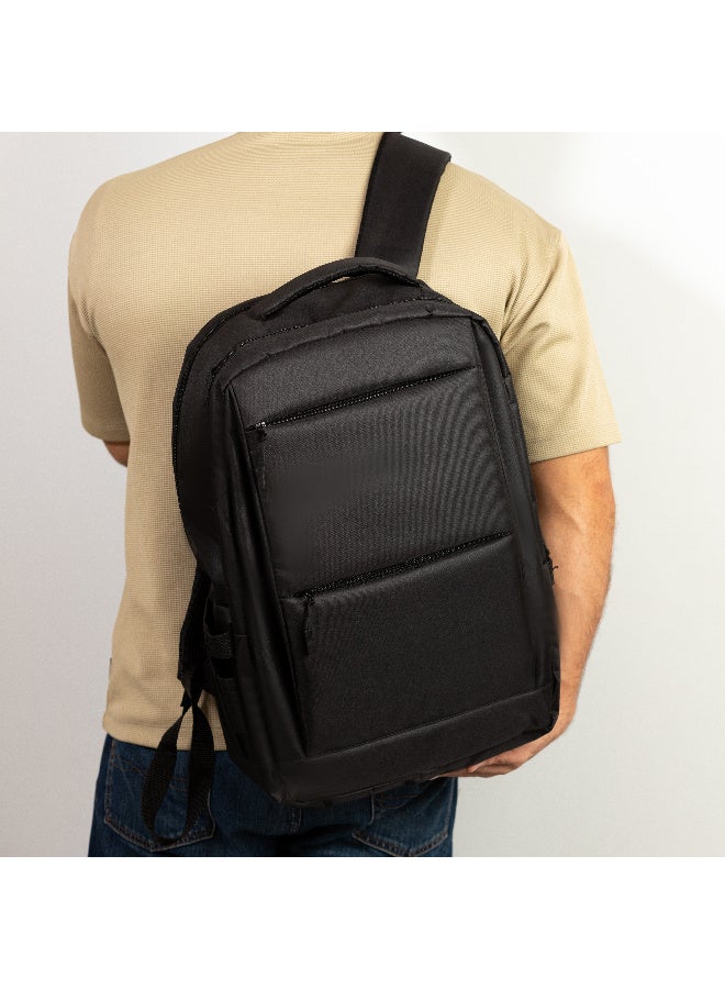 شنطة ظهر لاب توب 17.3 بوصة احترافية، 5 جيوب عملية، ضد المياه – أسود - Image 4