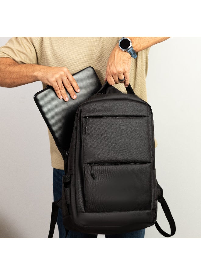 شنطة ظهر لاب توب 17.3 بوصة احترافية، 5 جيوب عملية، ضد المياه – أسود - Image 5