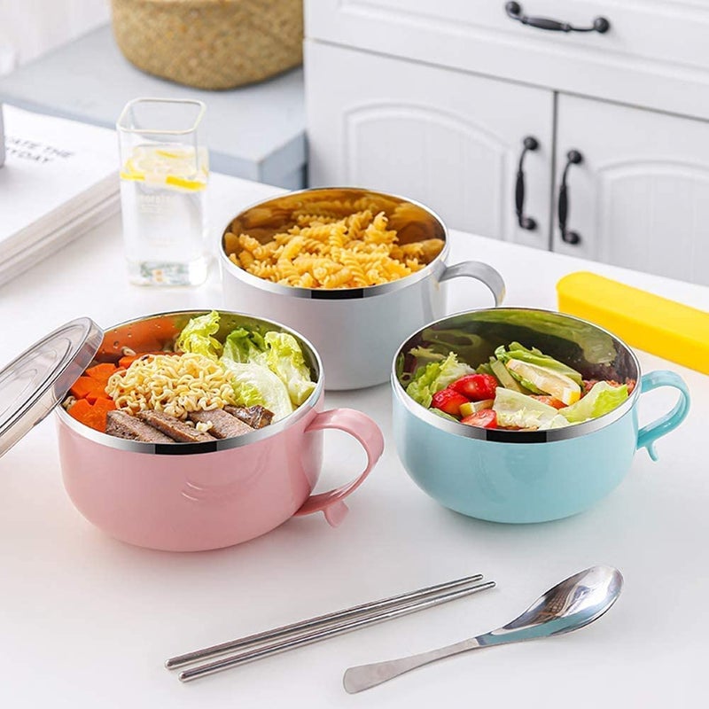DOYKLI DOYKLI Pasta Noodles Bowl with Lid and Handle | Tableware Infant Pasta, Soup, Rice, Maggie, Fruit Snack Food Container | Bowl for Kitchen Office Picnic Outdoor | Serving Bowls | Mug Bowl | - Image 3