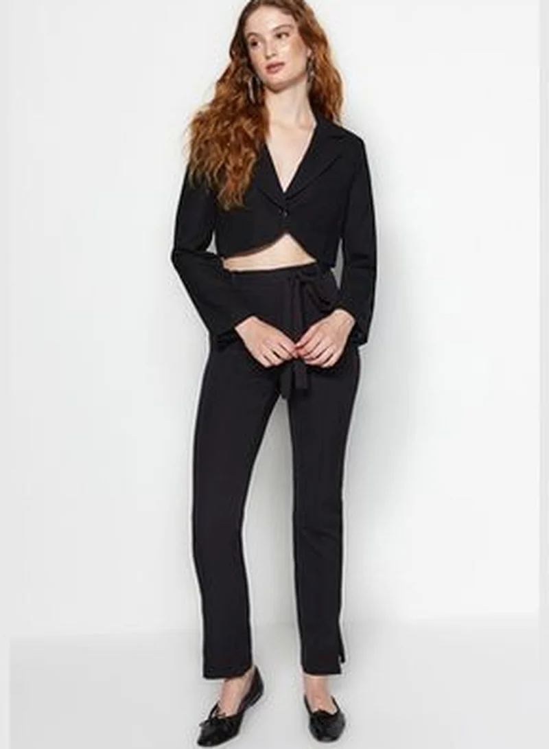 trendyol Black Crop Lined Woven Blazer Jacket TWOAW24BC00063