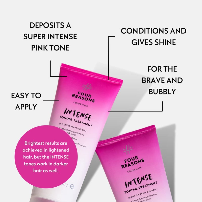 Four Reasons Color Mask INTENSE - Pink â€“ (27 Colors) Intensive Toning Treatment - Color Depositing Conditioner â€“ Semi Permanent Hair Dye for Lightened and Colored Hairâ€“ 100% Vegan, 6.76 fl oz - Image 4
