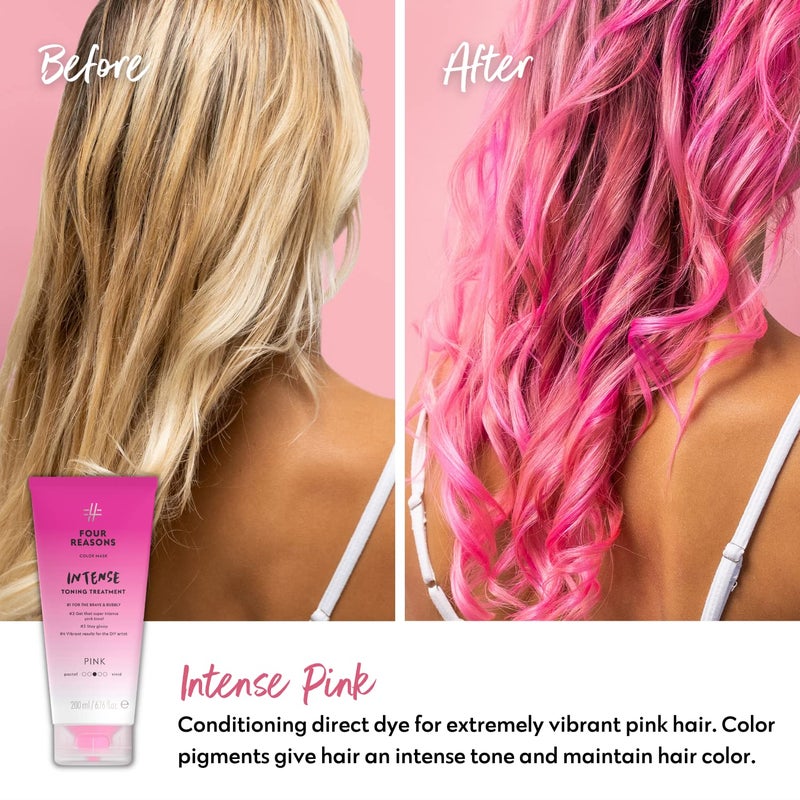 Four Reasons Color Mask INTENSE - Pink â€“ (27 Colors) Intensive Toning Treatment - Color Depositing Conditioner â€“ Semi Permanent Hair Dye for Lightened and Colored Hairâ€“ 100% Vegan, 6.76 fl oz - Image 2
