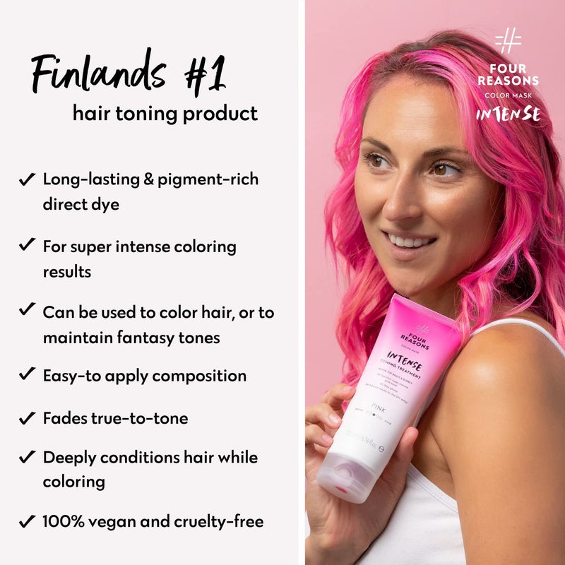Four Reasons Color Mask INTENSE - Pink â€“ (27 Colors) Intensive Toning Treatment - Color Depositing Conditioner â€“ Semi Permanent Hair Dye for Lightened and Colored Hairâ€“ 100% Vegan, 6.76 fl oz - Image 5
