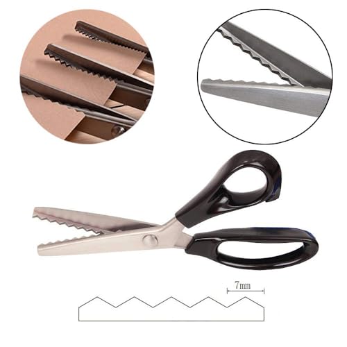 Jocaluyia Serrated Scalloped Edge Pinking Shears, Multifunction Stainless Steel Shears Tailor Scissors, Professional Zig-Zag Cut Scissors, Sewing Craft Cut Paper Clothing Fabric Cutting for Home (7mm, Serrated) - Image 4