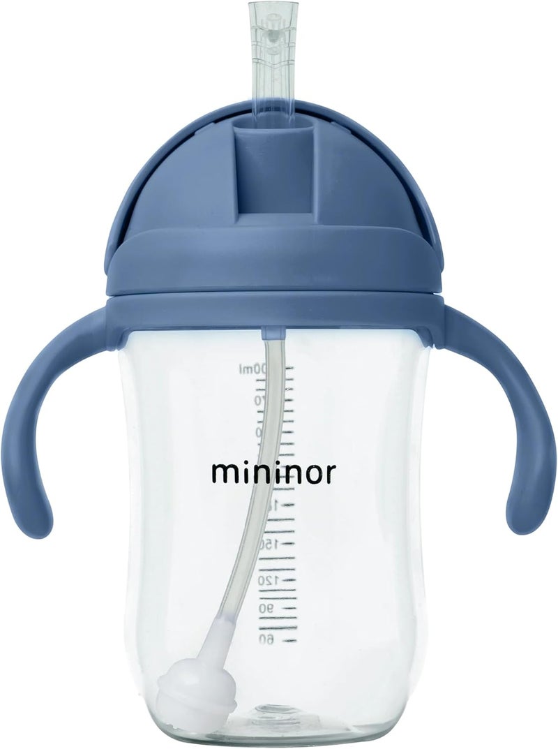 Mininor Non-Spill Trainer Straw Bottle, 330 ml Capacity, Blue Whale - Image 1