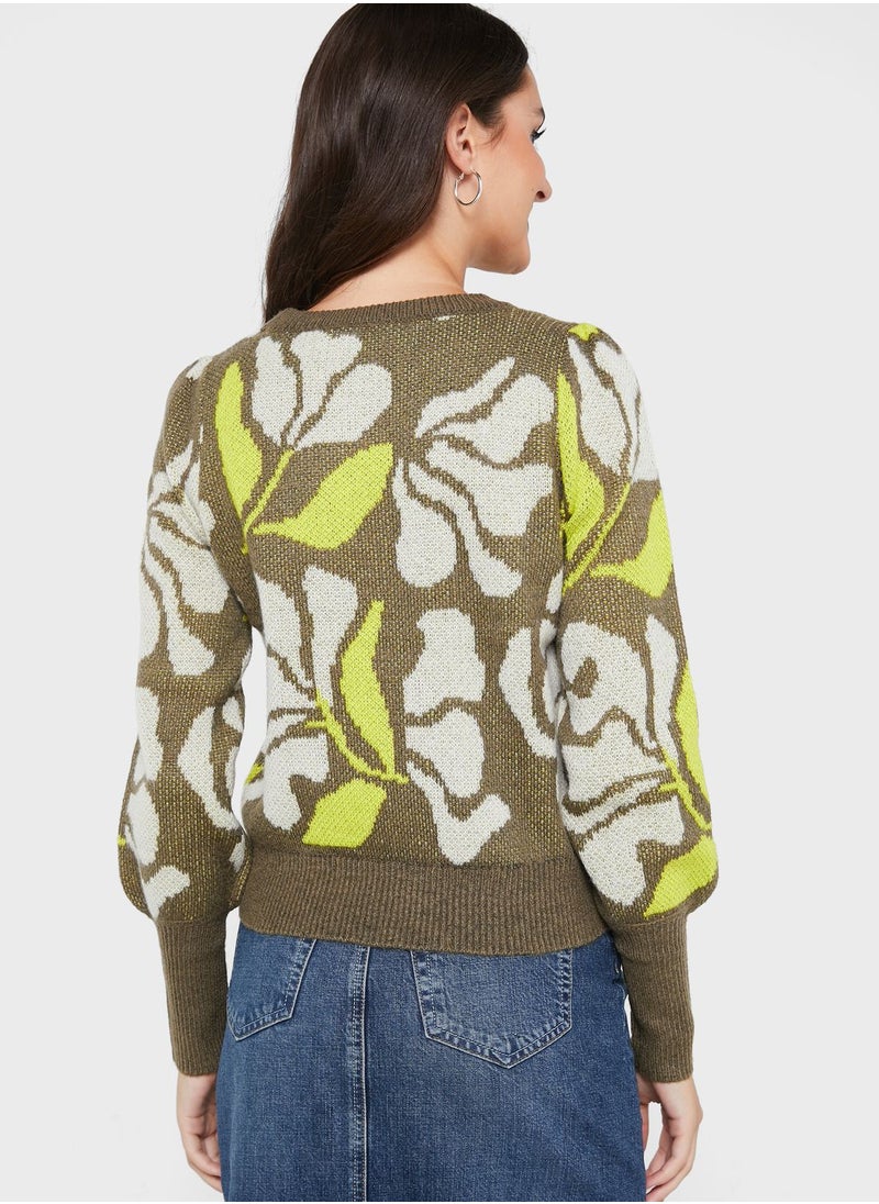 VERO MODA - Round Neck Printed Sweater - Image 1