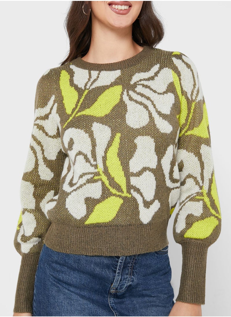 VERO MODA - Round Neck Printed Sweater - Image 1