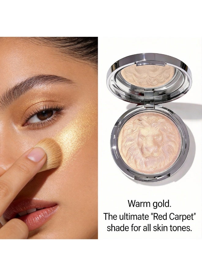 kakashow 3D Lion Embossed Luminous Highlighter, 15g Jumbo Face & Body Shimmer Powder, Long-Lasting Glow Illuminator - #02 Champagne Gold - Image 3