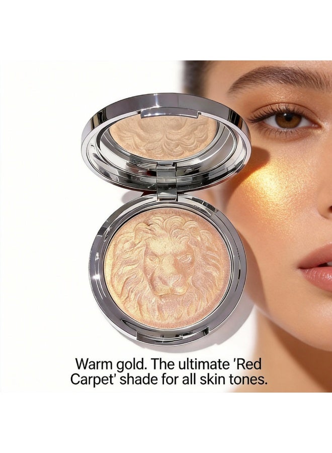 kakashow 3D Lion Embossed Luminous Highlighter, 15g Jumbo Face & Body Shimmer Powder, Long-Lasting Glow Illuminator - #02 Champagne Gold - Image 4