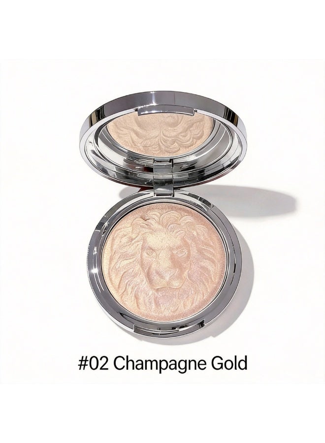 kakashow 3D Lion Embossed Luminous Highlighter, 15g Jumbo Face & Body Shimmer Powder, Long-Lasting Glow Illuminator - #02 Champagne Gold - Image 2