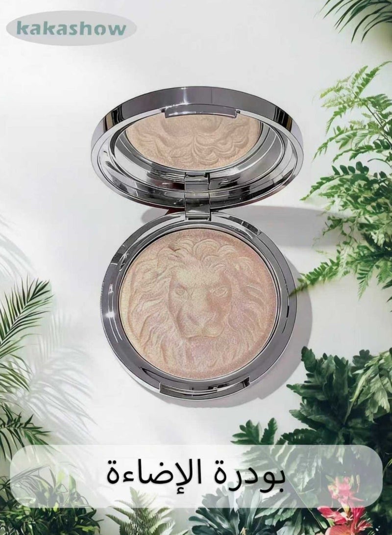 kakashow 3D Lion Embossed Luminous Highlighter, 15g Jumbo Face & Body Shimmer Powder, Long-Lasting Glow Illuminator - #02 Champagne Gold - Image 1