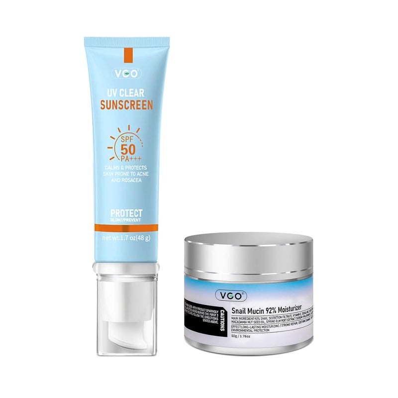 VGO VGO Clear Face Sunscreen SPF 50 17oz  VGO Snail Mucin 92 Moisturizer 176oz 