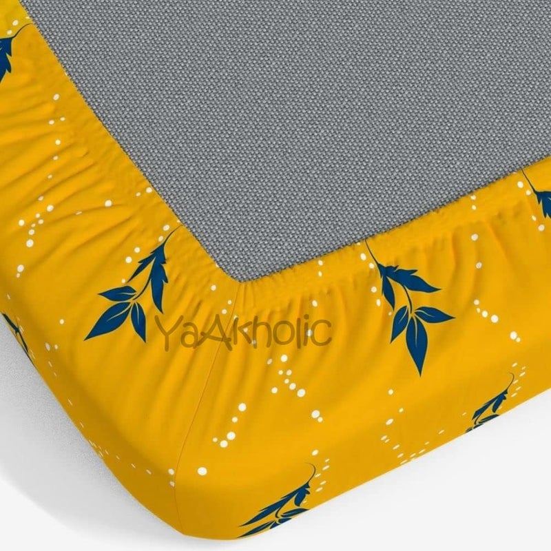 YaAkholic يا أكهوليك 220 TC ملاءة سرير مفرد مطاطية مع 1 غطاء وسادة - مجموعة بياضات فاخرة للراحة والأناقة القصوى (باتي صفراء، مفرد (72 x 48)) - Image 2