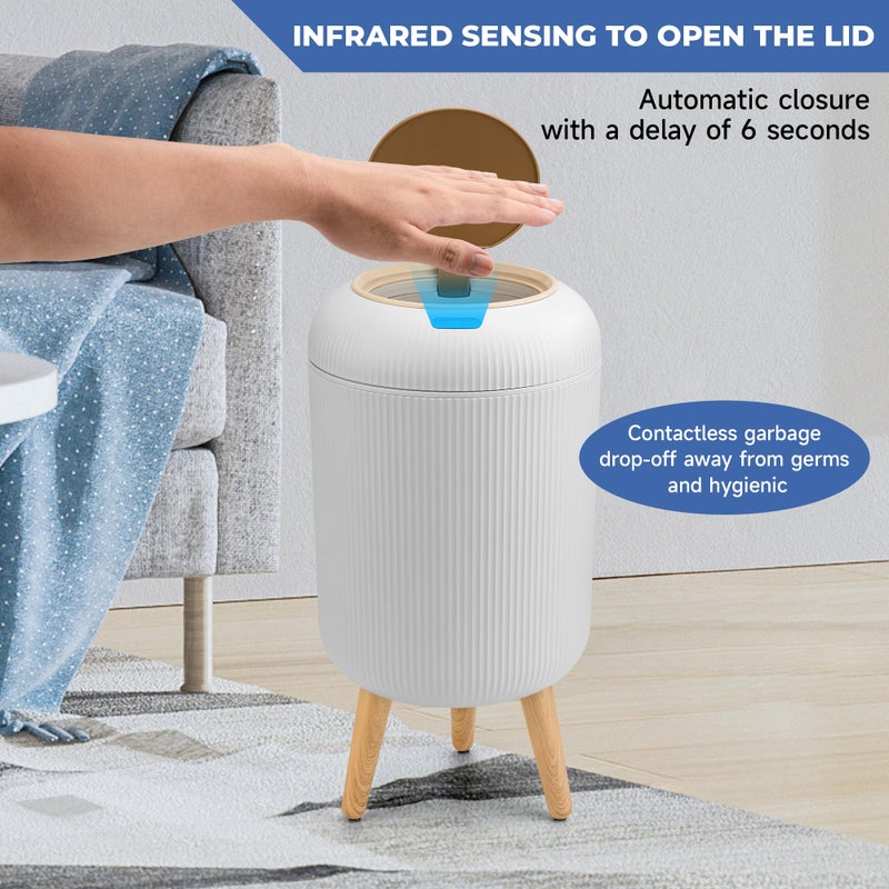 Pukomc Smart Sensor Wastebasket, Convenient and Hygienic Easy to Use, Technology Sensor Waterproof Wastebasket Plastic Trash can for Kitchen, Bathroom, Bedroom, Living Room, Office and Outdoor - Image 3