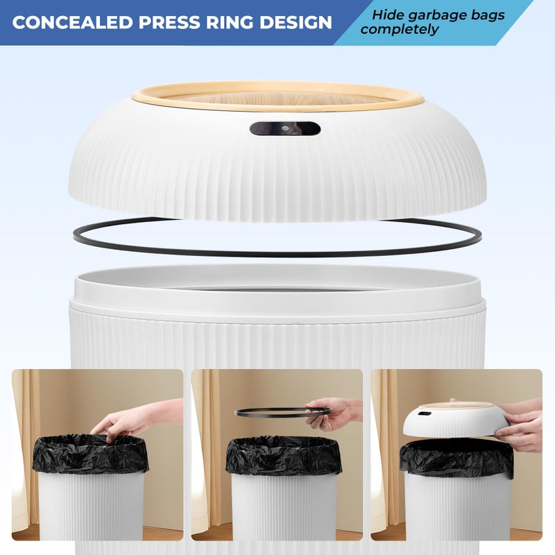 Pukomc Smart Sensor Wastebasket, Convenient and Hygienic Easy to Use, Technology Sensor Waterproof Wastebasket Plastic Trash can for Kitchen, Bathroom, Bedroom, Living Room, Office and Outdoor - Image 2