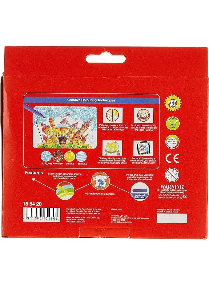 FABER-CASTELL 20 Fibre Tip Colour Markers - Image 3