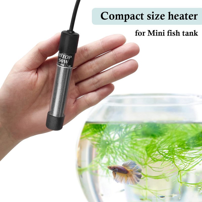 HITOP Mini Submersible Aquarium Heater - 50W Digital Heater for Fish Tank Turtle Tank 5-15 Gallon, Saltwater and Fresh Water with Temperature Controller (50W) - Image 5
