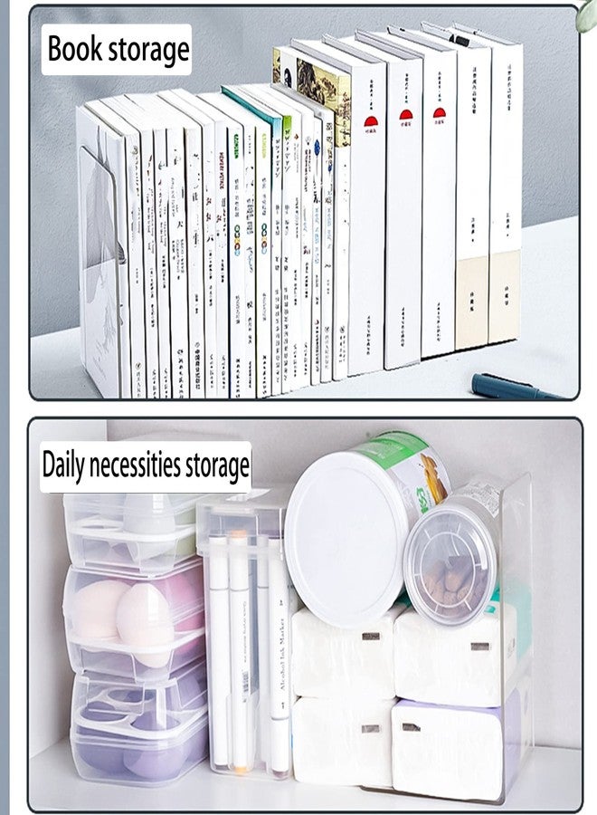 KAKAMINA 8 Pcs Book Ends Clear Bookends Acrylic for Shelves, Heavy Duty Plastic for Home Office - Image 5