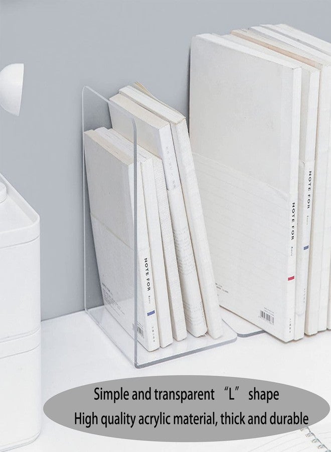 KAKAMINA 8 Pcs Book Ends Clear Bookends Acrylic for Shelves, Heavy Duty Plastic for Home Office - Image 3