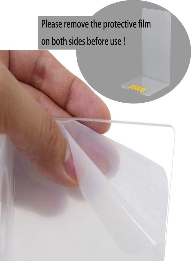 KAKAMINA 8 Pcs Book Ends Clear Bookends Acrylic for Shelves, Heavy Duty Plastic for Home Office - Image 4